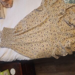 Floral Midi Dress in Yellow and Purple